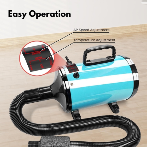 2800 W de sèche-cheveux pour chiens de chat, séchage efficace, vitesse et température du vent réglables, tuyau réglable à 4 prises d'air, facile