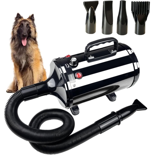 2800W Dog Hair Dryer - Adjustable Speed & Temperature Dog & Cat Dryer, Quiet Blower with Cool & Hot Air, Lightweight & Portable, Ideal for Home and
