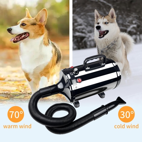 2800W Dog Hair Dryer - Adjustable Speed & Temperature Dog & Cat Dryer, Quiet Blower with Cool & Hot Air, Lightweight & Portable, Ideal for Home and
