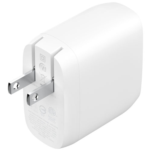 Refurbished Belkin 60W 2-Port PD USB-C Wall Charger WCB010dqWH