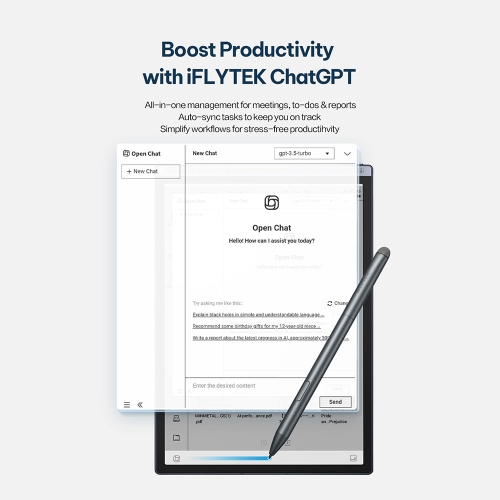 iFLYTEK AINOTE Air 2 Bundle - Black Folio Case, 8.2-inch AI Note-Taking Tablet Writing Paper Tablets, Digital Notebook with Pen, Voice-to-Text
