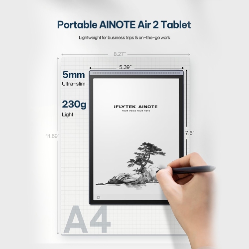 iFLYTEK AINOTE Air 2 Bundle - Black Folio Case, 8.2-inch AI Note-Taking Tablet Writing Paper Tablets, Digital Notebook with Pen, Voice-to-Text