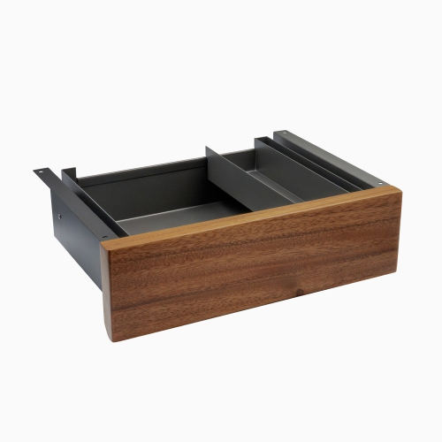 DESKY  Saman Hardwood Minimal Under Desk - Space Steel Slim Slide-Out Storage, 11 Lb Capacity In Grey