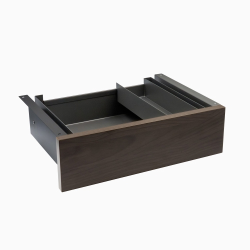 Desky Burnished Wood Minimal Under Desk - Space Grey Steel Slim Slide-Out Storage, 11 lb Capacity
