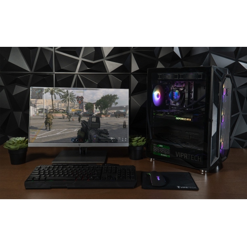 ViprTech Overlord 2.0 Wood Gaming PC - AMD Ryzen 7 5700X, RTX 5070 12GB, 32GB DDR4, 2TB SSD, 800W Gold, VR-Ready, RGB Keyboard Mouse, Desktop