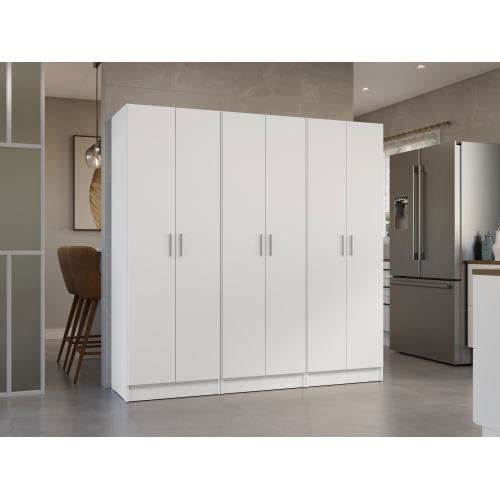 Madesa Kitchen Pantry Set Storage Cabinet 6 Doors 12 Utility Shelves 70"L Wooden Organization Unit for Kitchen 9 Adjustable Shelves Anti Tipping -