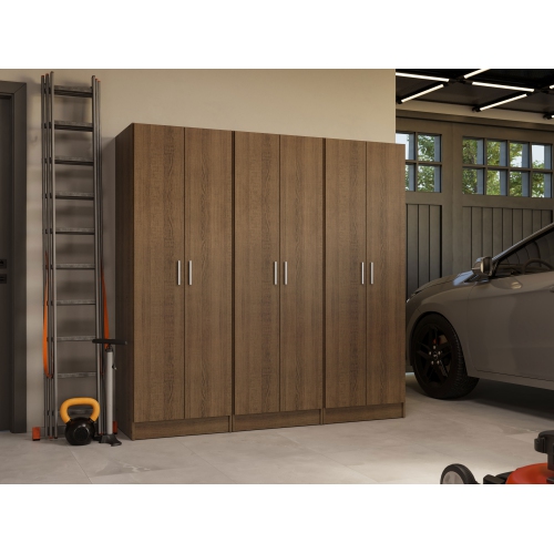 Madesa Garage Storage Cabinet Set 6 Doors 12 Utility Shelves 70"L Wooden Organization Unit for Garage and Tools 9 Adjustable Shelves Anti Tipping -