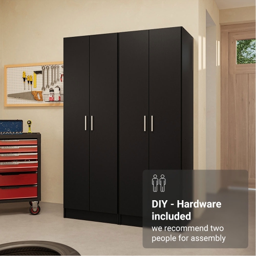 Madesa Garage Storage Cabinet Set 4 Doors 8 Utility Shelves 47"L Wooden Organization Unit for Garage and Tools 6 Adjustable Shelves Anti Tipping -