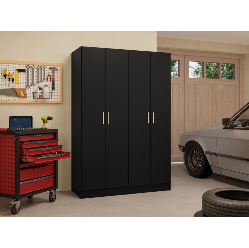 Madesa Garage Storage Cabinet Set 4 Doors 8 Utility Shelves 47"L Wooden Organization Unit for Garage and Tools 6 Adjustable Shelves Anti Tipping -
