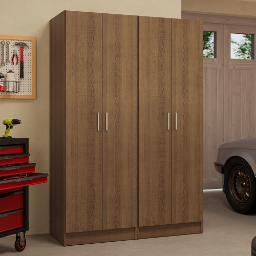 Madesa Garage Storage Cabinet Set 4 Doors 8 Utility Shelves 47"L Wooden Organization Unit for Garage and Tools 6 Adjustable Shelves Anti Tipping -