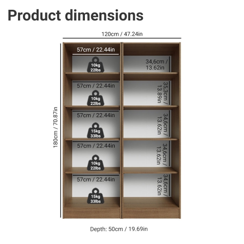 Madesa Garage Storage Cabinet Set 4 Doors 8 Utility Shelves 47"L Wooden Organization Unit for Garage and Tools 6 Adjustable Shelves Anti Tipping -