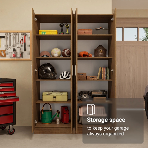 Madesa Garage Storage Cabinet Set 4 Doors 8 Utility Shelves 47"L Wooden Organization Unit for Garage and Tools 6 Adjustable Shelves Anti Tipping -