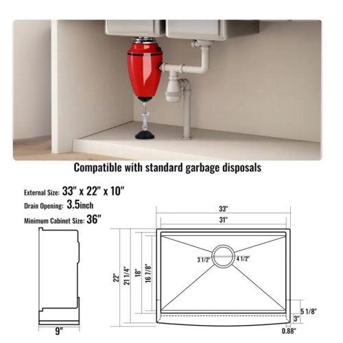 Farmhouse Kitchen Sink, 304 Stainless Steel Drop-In Sinks, Top Mount Single Bowl Basin with Ledge & Accessories, Household Dishwasher Sinks for