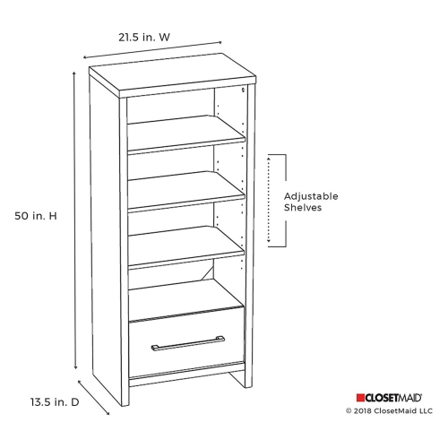 ClosetMaid – Bibliothèque avec tour de rangement multimédia décorative et tiroir 165100, blanc