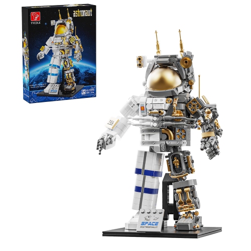Space Astronaut Building Toy Kit -Translucent Classic Spaceman Model Building Block Set with Display Stand,Home or Office Deco,Gift Idea for