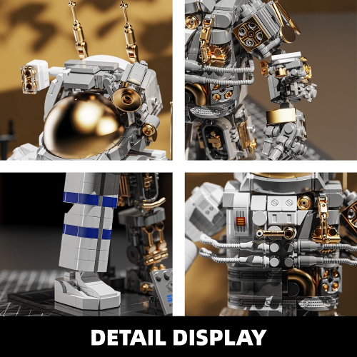 Space Astronaut Building Toy Kit -Translucent Classic Spaceman Model Building Block Set with Display Stand,Home or Office Deco,Gift Idea for