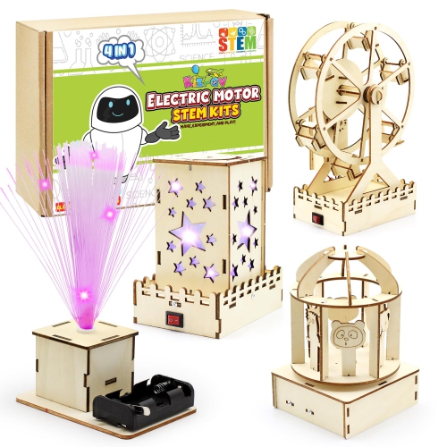 Trousses STIM 4 en 1, trousses scientifiques pour enfants de 8 à 10 à 12 ans, jouets de construction en bois, projets STIM, casse-tête 3D, cadeau