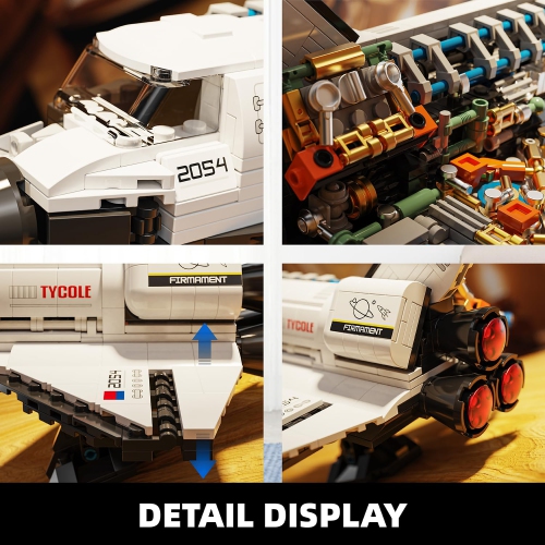 Navette spatiale - Ensemble de blocs de construction classique translucide avec modèle satellite extensible, décoration pour la maison ou le bureau,