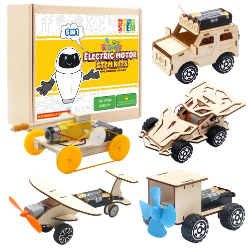 5 in 1 STEM Kits, Science Toys Kits for Kids Ages 8-12, STEM Toys for Boys Age 6 7 8 9 10 12 13 14 Girls Boys Birthday Gifts, DIY Wooden Model Car