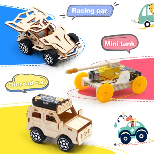 5 in 1 STEM Kits, Science Toys Kits for Kids Ages 8-12, STEM Toys for Boys Age 6 7 8 9 10 12 13 14 Girls Boys Birthday Gifts, DIY Wooden Model Car