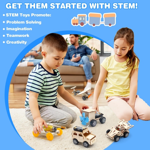5 in 1 STEM Kits, Science Toys Kits for Kids Ages 8-12, STEM Toys for Boys Age 6 7 8 9 10 12 13 14 Girls Boys Birthday Gifts, DIY Wooden Model Car