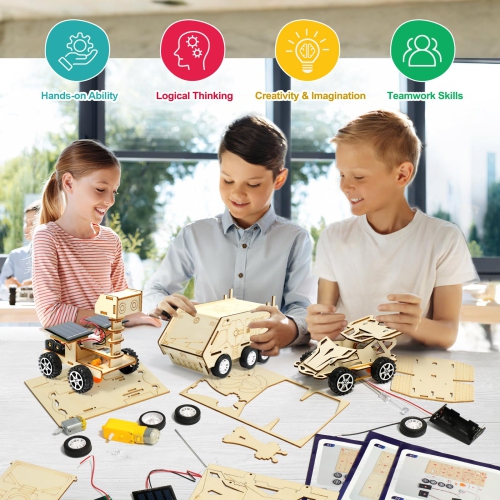 STEM Kits for Kids Age 8-10, Toys Science Building Projects Crafts for 8-13 Building Model Car Kits, Wooden 3D Puzzles, Birthday Gifts for 8 9 10 11