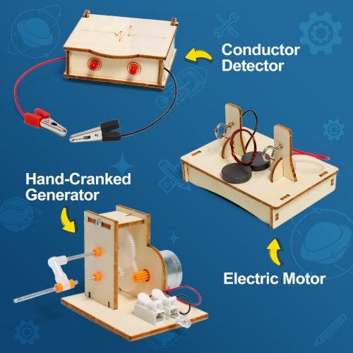 Trousses scientifiques 6 en 1 pour enfants, trousses de construction en bois, projets scientifiques pour enfants de 8 à 12 ans, jouets STIM pour