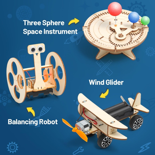 Trousses 6 en 1 pour enfants, trousse de bricolage en bois pour garçons de 8 à 12 ans, projets de casse-tête Science 3D, ensembles d'activités de