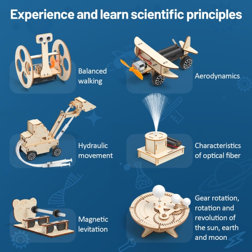 Trousses 6 en 1 pour enfants, trousse de bricolage en bois pour garçons de 8 à 12 ans, projets de casse-tête Science 3D, ensembles d'activités de