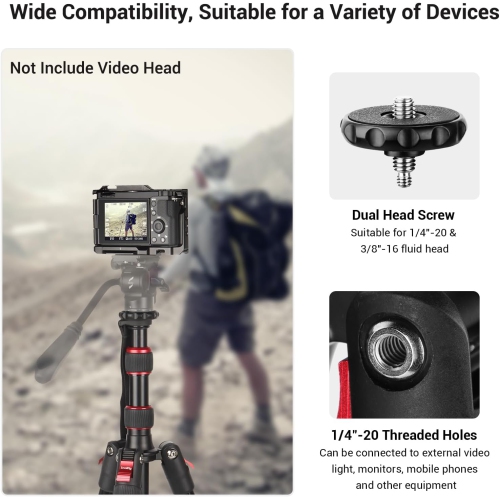 SmallRig 68" Camera Tripod, Foldable Aluminum Tripod & Monopod, Compatible with1/4"-20 and 3/8"-16 Video Head, Payload 33lb, Adjustable Height from