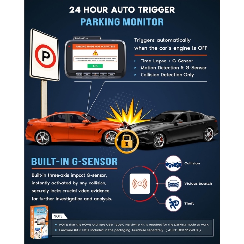 ROVE R2-4K DUAL Dash Cam Front and Rear, STARVIS 2 Sensor, FREE 128GB Card Included, 5G WiFi - up to 20MB/s Fastest Download Speed with App, 4K