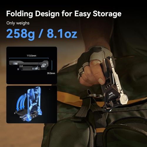 SmallRig V-Mount Battery Plate, V Lock Battery Mounting Plate with 1/4"-20 & 3/8:-16 Threaded Holes, L-Shape Compact & Foldable Tool-Free V Mount for