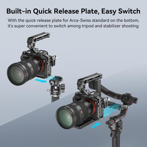 SmallRig A7 III / A7R III Camera Cage Kit for Sony Alpha 7 III/Alpha 7R III, Full Cage with Top Handle for ARRI and Cable Clamp, Built-in Cold Shoe