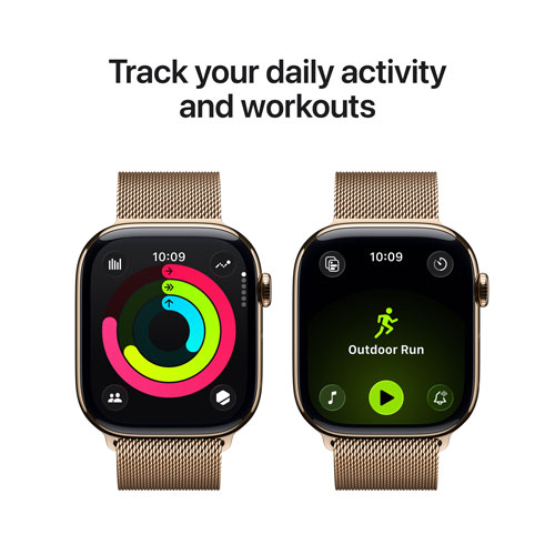 Apple Watch Series 11 (GPS + Cellular) 46mm Gold Titanium Case with Gold Milanese Loop