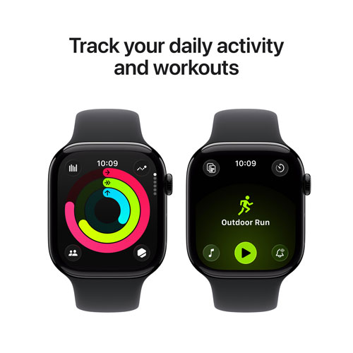 Apple Watch Series 11 (GPS + Cellular) 46mm Jet Black Aluminum Case with Black Sport Band