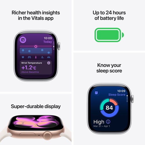 Apple Watch Series 11 (GPS + Cellular) 46mm Slate Titanium Case with Black Sport Band