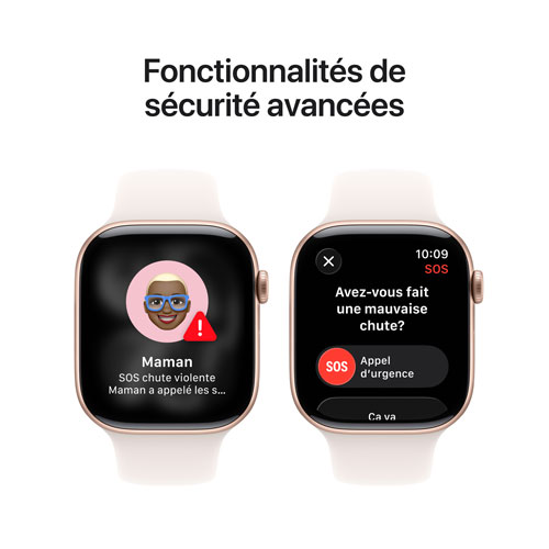 Apple Watch Series 11 avec boîtier de 46 mm en aluminium or rose et bracelet sport rose tendre - Moyen/Grand