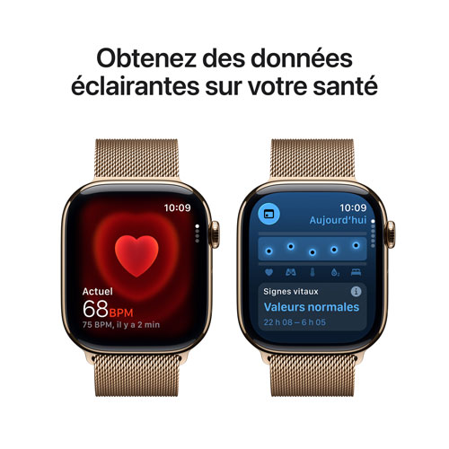 Apple Watch Series 11 (GPS + Cellular) 42mm Gold Titanium Case with Gold Milanese Loop - Medium/Large