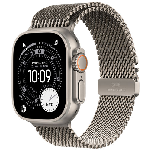 Apple Watch Ultra 3 49mm Natural Titanium Case with Natural Titanium Milanese Loop - Small