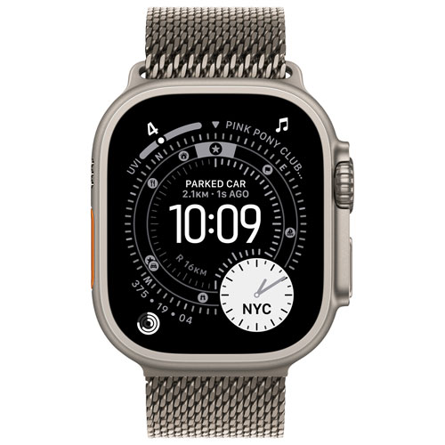 Apple Watch Ultra 3 49mm Natural Titanium Case with Natural Titanium Milanese Loop - Small