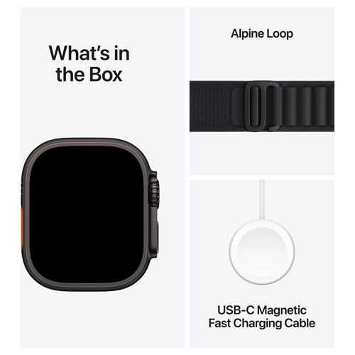 Apple Watch Ultra 3 avec boîtier de 49 mm en titane noir et bracelet Alpin noir - Petit