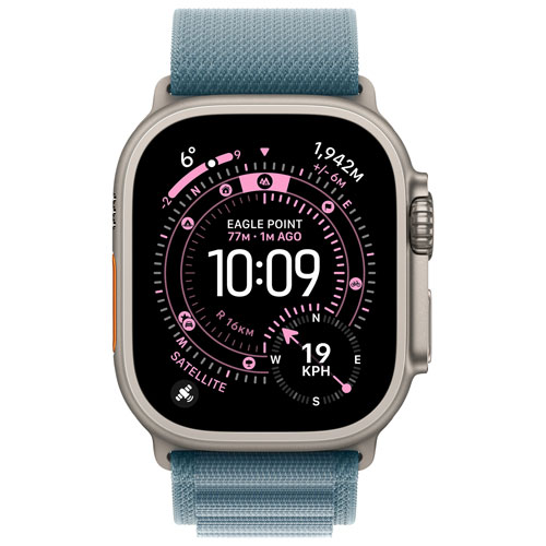 Apple Watch Ultra 3 (GPS + Cellular) 49mm Natural Titanium Case with Light Blue Alpine Loop - Small