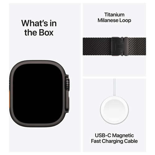 Apple Watch Ultra 3 avec boîtier de 49 mm en titane noir et bracelet milanais en titane noir - Moyen