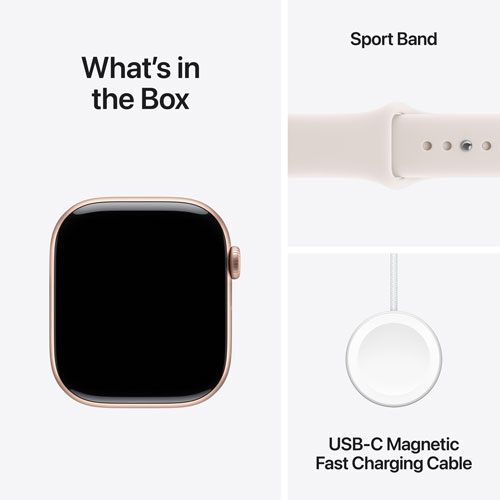Apple Watch Series 11 (GPS + Cellular) 42mm Rose Gold Aluminum Case with Light Blush Sport Band - Small/Medium