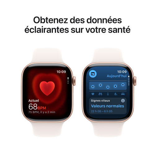 Apple Watch Series 11 avec boîtier de 42 mm en aluminium or rose et bracelet sport rose tendre - Petit/Moyen