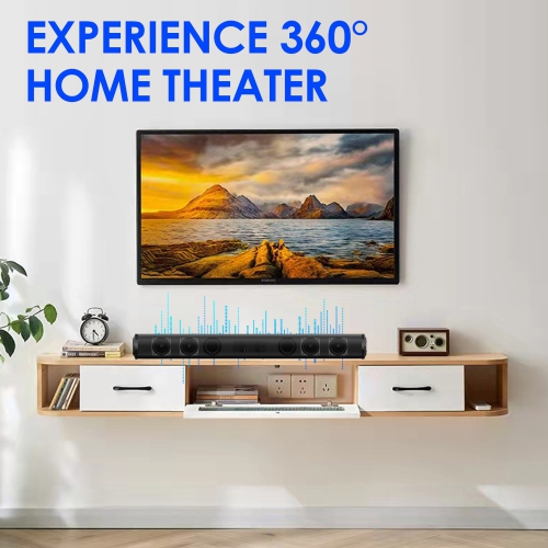 BT5.0 Sound Speaker TV Soundbar Metal Cylinder Remote Control Home Theater Echo Wall Sound System Suitable for PC FM/TWS