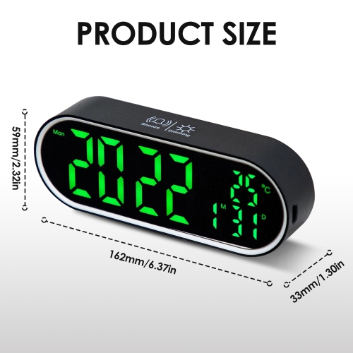 Digital Alarm Clock with Large LED Display and Rechargeable Battery for Home Or Office Decoration Modern Look