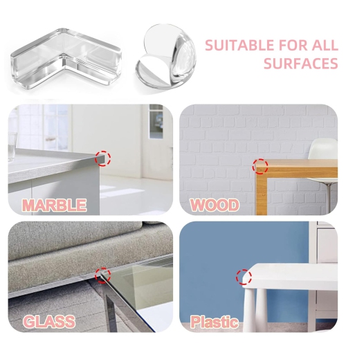 24 PCS Clear Corner Protector, Spherical ＆ L-Shaped Baby Safety Corner Guard with Strong Gel Sticker Adhesive, Furniture Corner Guard Edge Safety