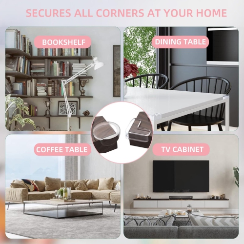 24 PCS Clear Corner Protector, Spherical ＆ L-Shaped Baby Safety Corner Guard with Strong Gel Sticker Adhesive, Furniture Corner Guard Edge Safety