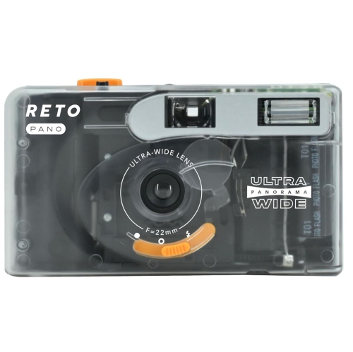 RETO PANO Reusable Film Camera 35mm Wide Lens, Panorama, Cinematic Modes, Built-in Flash Plus Fujifilm 400 Film (36 Exposure)